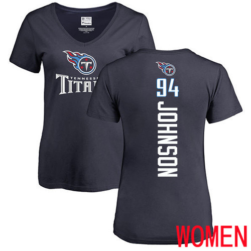 Tennessee Titans Navy Blue Women Austin Johnson Backer NFL Football #94 T Shirt